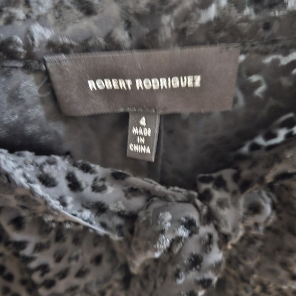 Robert Rodriguez Pauline Burnout Velvet Top Black Sheer Ruffled Sleeves size 4 - Picture 9 of 10